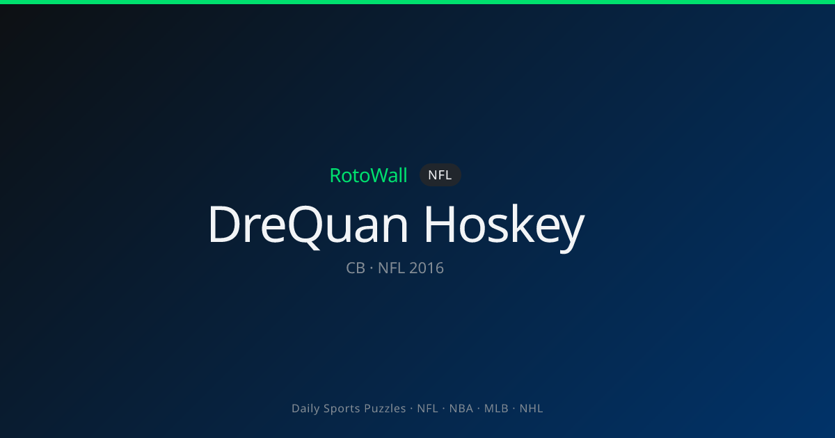 DreQuan Hoskey — CB | Washington Commanders | RotoWall